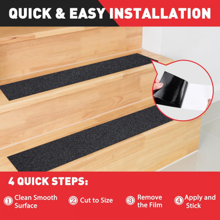 Banda Adeziva Antiderapanta, Negru, pentru Scari/Trepte Interior/Exterior, Multisuprafete, Rezistenta la Apa, Lungime 5 m, Latime 5 cm, CBD CORAL BEST DEALS [6]