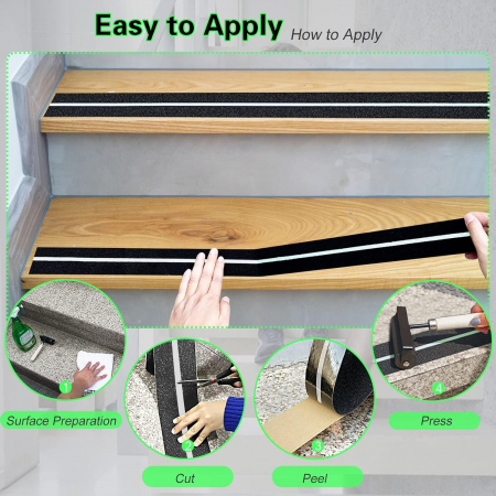 Banda Adeziva Antiderapanta Reflectorizanta, Negru-Verde, pentru Scari/Trepte Interior/Exterior, Multisuprafete, Rezistenta la Apa, Lungime 5 m, Latime 5 cm, CBD CORAL BEST DEALS [14]