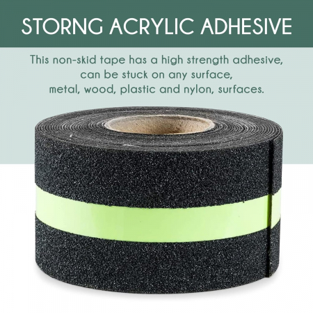Banda Adeziva Antiderapanta Reflectorizanta, Negru-Verde, pentru Scari/Trepte Interior/Exterior, Multisuprafete, Rezistenta la Apa, Lungime 5 m, Latime 5 cm, CBD CORAL BEST DEALS [5]