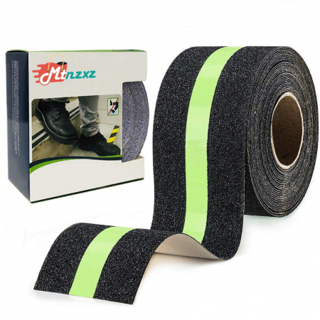 Banda Adeziva Antiderapanta Reflectorizanta, Negru-Verde, pentru Scari/Trepte Interior/Exterior, Multisuprafete, Rezistenta la Apa, Lungime 5 m, Latime 5 cm, CBD CORAL BEST DEALS [2]