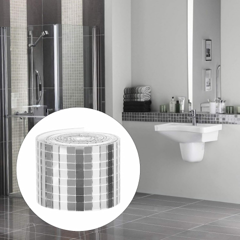Banda Adeziva din Oglinda, Dimensiune 4 x 100 cm, pentru Home Design si Decor Obiecte, 1024 Bucati, Culoare Argintiu, CBD CORAL BEST DEALS 100 g [11]