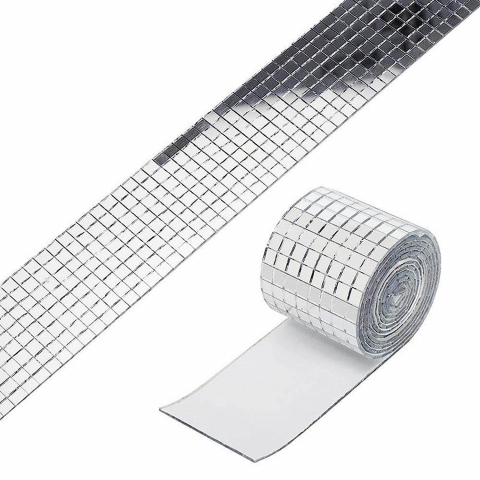 Banda Adeziva din Oglinda, Dimensiune 4 x 100 cm, pentru Home Design si Decor Obiecte, 1024 Bucati, Culoare Argintiu, CBD CORAL BEST DEALS 100 g [7]