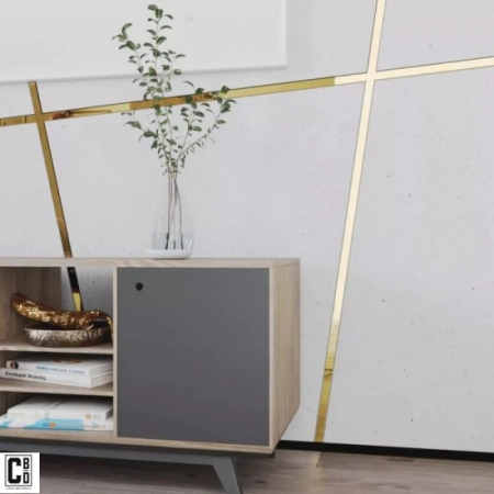 Banda decorativa Adeziva, din Otel Inoxidabil Nichelat, Ideala pentru Decor si Design Interior - CBD Coral Best Deals, Dimensiuni 500 cm x 2 cm x 0.5 m, Culoare Auriu, Gold [14]