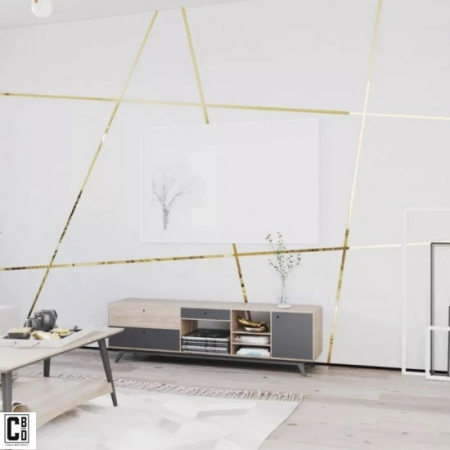 Banda decorativa Adeziva, din Otel Inoxidabil Nichelat, Ideala pentru Decor si Design Interior - CBD Coral Best Deals, Dimensiuni 500 cm x 2 cm x 0.5 m, Culoare Auriu, Gold [15]
