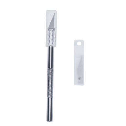 Bisturiu tip CUTTER pentru Diverse Activitati, Cutter Metalic de Precizie cu 5 Lame de Rezerva, Argintiu, CBD CORAL BEST DEALS [3]