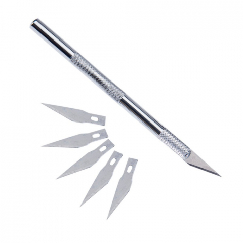 Bisturiu tip CUTTER pentru Diverse Activitati, Cutter Metalic de Precizie cu 5 Lame de Rezerva, Argintiu, CBD CORAL BEST DEALS [4]