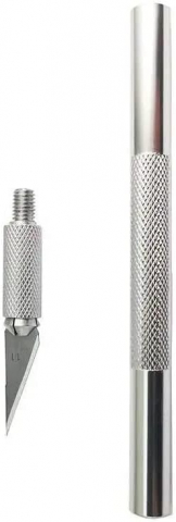 Bisturiu tip CUTTER pentru Diverse Activitati, Cutter Metalic de Precizie cu 5 Lame de Rezerva, Argintiu, CBD CORAL BEST DEALS [7]