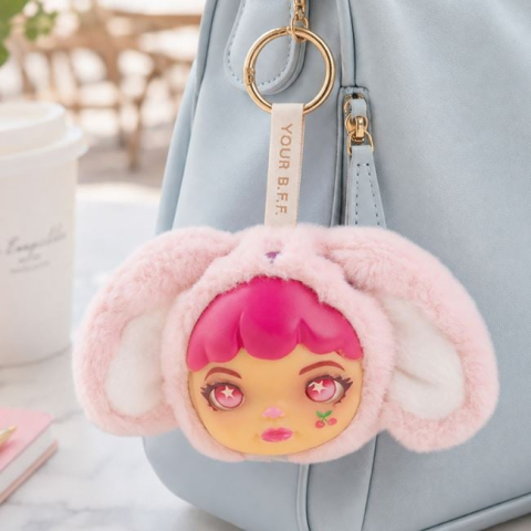 Moda si accesorii - Breloc Charm Mini din Pluș Roz, 10 cm