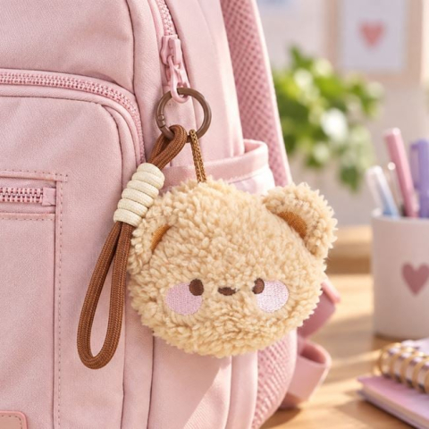 Genti, portofele si brelocuri - Breloc Charm Ursuleț din Pluș Bej, 10 cm