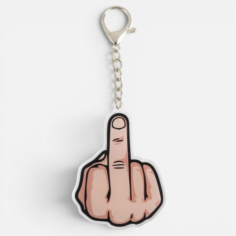 Genti, portofele si brelocuri - Breloc Middle Finger Bej din Acrilic, 6x8 cm