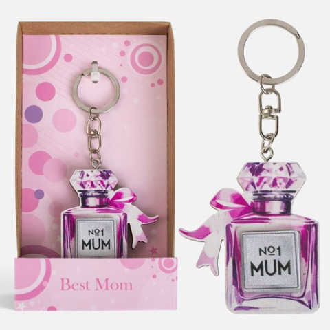 Moda si accesorii - Breloc No. 1 Mum roz mov în formă de parfum