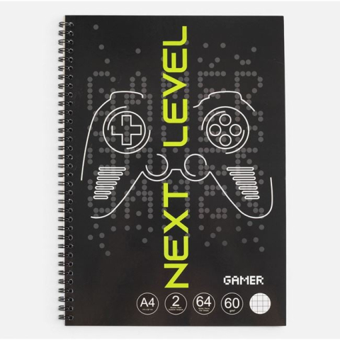 Rechizite si produse pentru scoala - Caiet A4 Matematică cu Spirală Copertă cu Model Gamer Next Level & 2 Materii – 64 File