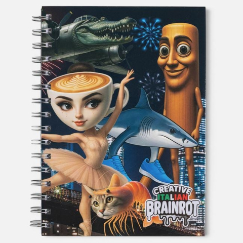 Rechizite si produse pentru scoala - Caiet A5 Brainrot cu Spirală 2 Materii – 80File