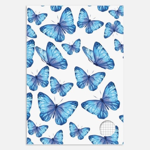 Rechizite si produse pentru scoala - Caiet A5 de Matematică cu Copertă Bleu Fluturi – 60 File