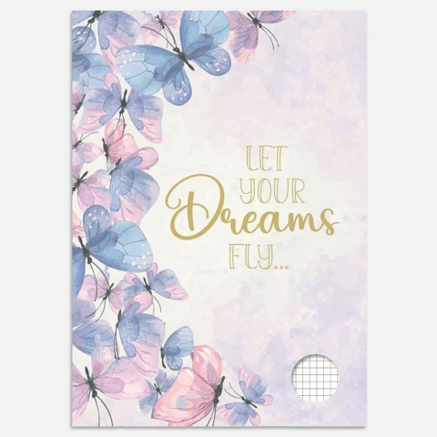 Rechizite si produse pentru scoala - Caiet Studențesc A4 Matematică Model Fluturi "Let Your Dreams Fly..." – 80 File