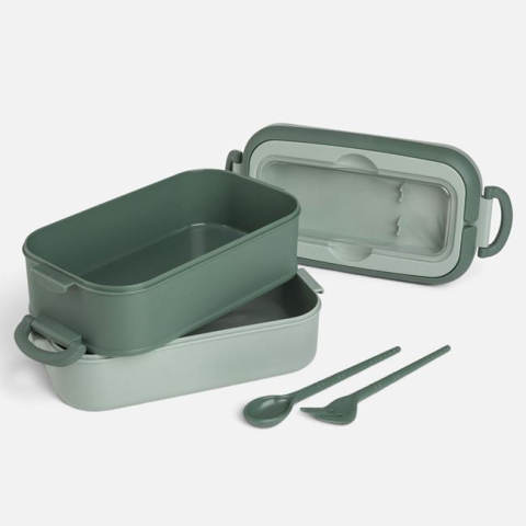 Capace si depozitare alimente - Caserolă Bento Verde 2 Niveluri, 2x900 ml