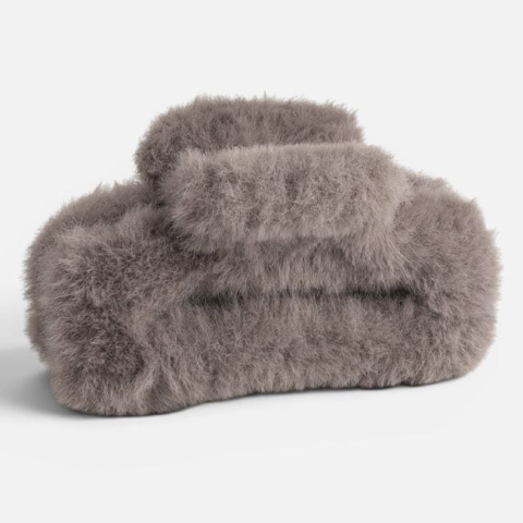 Accesorii pentru par - Clama Păr Pufoasa Bej 9cm