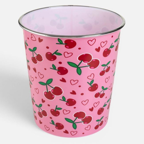 Organizare si depozitare casa - Cos de Gunoi pentru Birou din Plastic Cireșe Ø22,5x23,5cm – 6L
