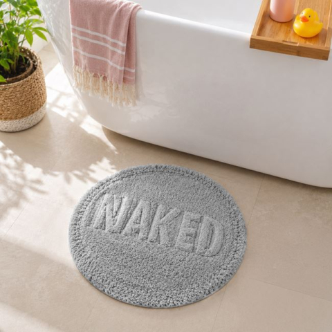 Textile pentru casa - Covoraș Baie Gri din Bumbac „Naked” Ø60 cm