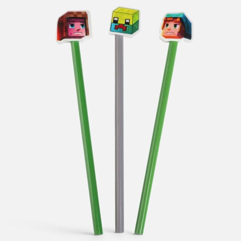 Instrumente de scris si corectura - Set 3 creioane Fancy Exploratori cu radiere