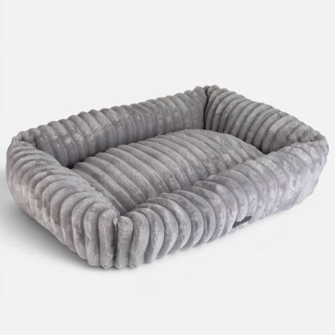 Accesorii pentru animale - Culcuș Gri Catifelat pentru Câini, 90x67x21 cm