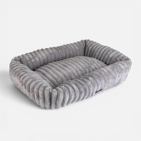 Accesorii pentru animale - Culcuș gri pentru câini din catifea reiată 75 x 58 cm