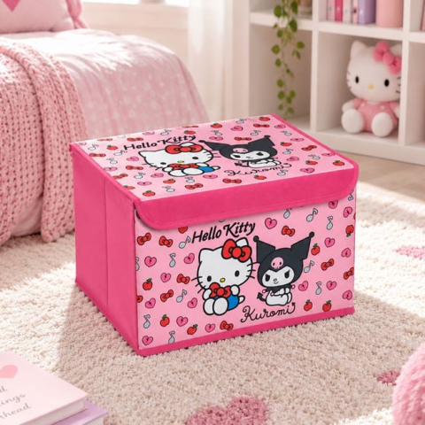 Organizare si depozitare casa - Cutie depozitare Kuromi roz cu capac, 40x30x25 cm
