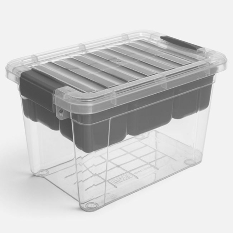 Organizare si depozitare casa - Cutie organizator transparent gri cu raft 2,25 L