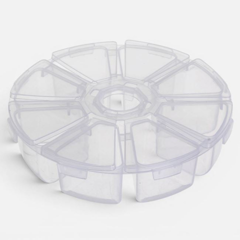 Organizare si depozitare casa - Cutie rotundă transparentă cu 8 compartimente diametru 10,2 cm