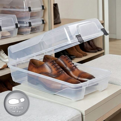 Organizare si depozitare casa - Cutie transparentă pentru pantofi bărbați 37,5 x 22 x 13,5 cm