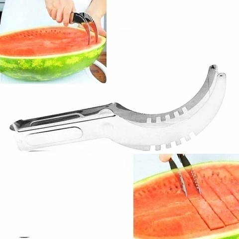 Cutit Feliator 2in1 cu Functie de Cleste, pentru Taiat si Servit Pepene Rosu si Galben, Inox, 22 cm, Premium, CBD CORAL BEST DEALS [2]