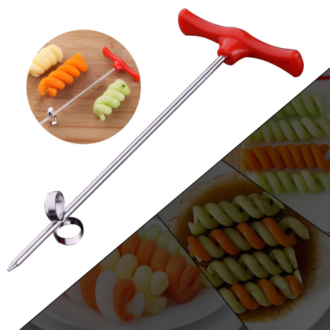 Cutit Multifuntional pentru Spiralat Cartofii, Ergonimic si Eficient, Rosu, CBD CORAL BEST DEALS Rosu [5]