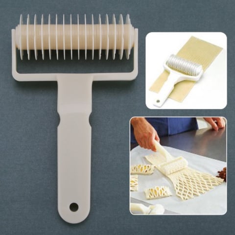 Cutit Roller pentru Taiat, Modelat Aluat pentru Placinte, Foietaj si Prajituri, Pvc, Alb, 10 X 17.5 Cm Alb [2]