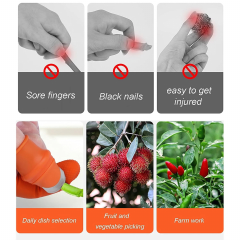 Degetar cu Lama pentru Gradinarit pentru Taiat si Curatat Legume si Fructe, cu 5 Protectii pentru Deget, Femei, CBD CORAL BEST DEALS Portocaliu [12]