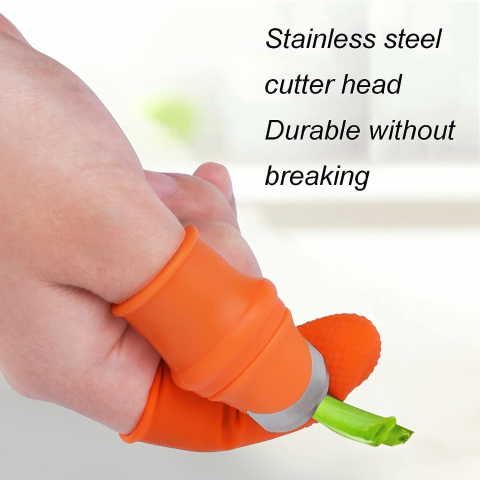 Degetar cu Lama pentru Gradinarit pentru Taiat si Curatat Legume si Fructe, cu 5 Protectii pentru Deget, Femei, CBD CORAL BEST DEALS Portocaliu [8]