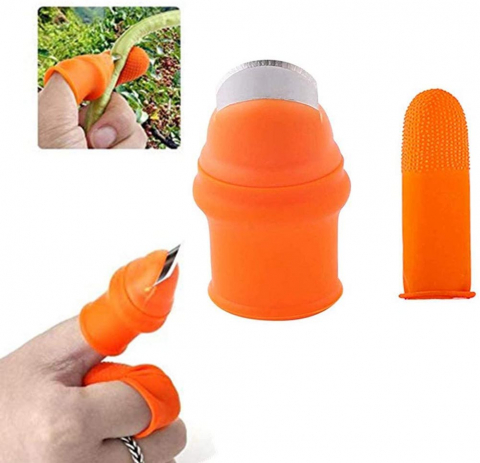 Degetar cu Lama pentru Gradinarit pentru Taiat si Curatat Legume si Fructe, cu 5 Protectii pentru Deget, Femei, CBD CORAL BEST DEALS Portocaliu [5]