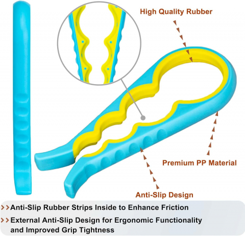 Desfacator Universal pentru Capace de Sticle si Borcane, 4 Marimi Universale, Plastic Pvc, Albastru, Cbd Coral Best Deals Albastru [6]