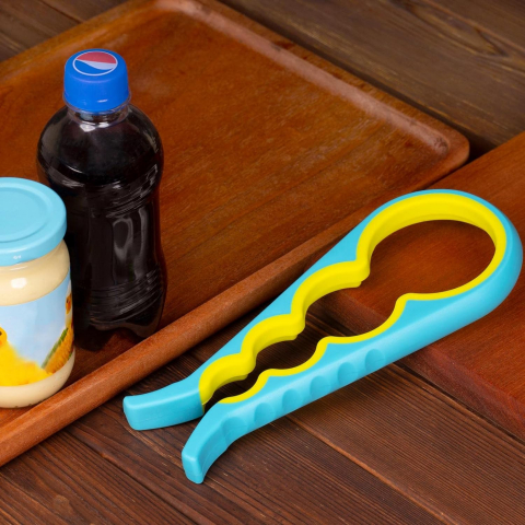 Desfacator Universal pentru Capace de Sticle si Borcane, 4 Marimi Universale, Plastic Pvc, Albastru, Cbd Coral Best Deals Albastru [4]