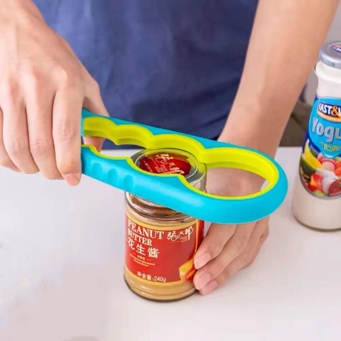 Desfacator Universal pentru Capace de Sticle si Borcane, 4 Marimi Universale, Plastic Pvc, Albastru, Cbd Coral Best Deals Albastru [1]