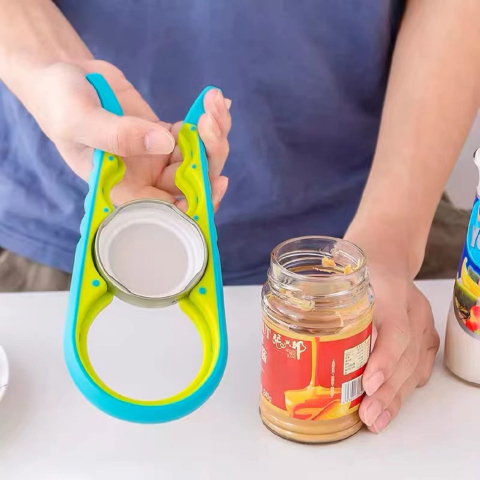 Desfacator Universal pentru Capace de Sticle si Borcane, 4 Marimi Universale, Plastic Pvc, Albastru, Cbd Coral Best Deals Albastru [3]