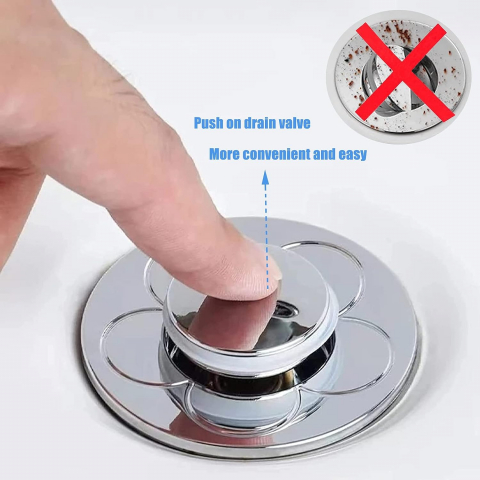 Dispozitiv pentru Protectie Scurgere Chiuveta, Cada si Dus cu Protectie Anti Infundare si Functie de Oprire a Apei, ABS si Cupru, 6 x 6 cm, Argintiu, 3 cm [14]