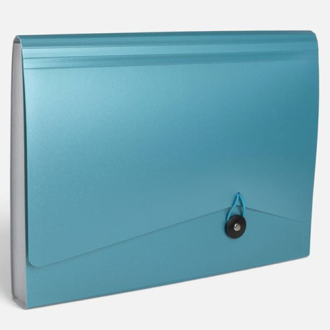 Hartie, caiete si articole de birou - Dosar Petrol Metalizat cu 13 Compartimente & Închidere cu Buton 33x24cm
