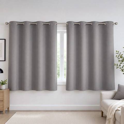 Moda si accesorii - Draperie Gri cu Inele 140x140 cm
