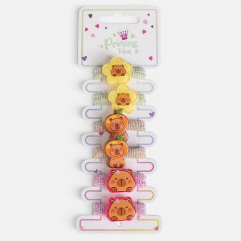 Moda si accesorii - Elastice de Păr Frotte cu Capybara 3D Glitter pentru Copii – 6buc