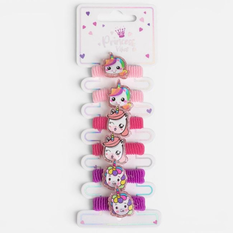 Moda si accesorii - Elastice de Păr Frotte cu Unicorni 3D Glitter pentru Copii – 6buc