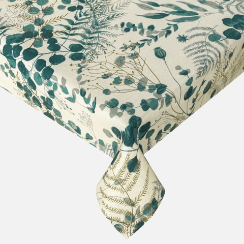Textile pentru casa - Față de Masă Textilă Petrol cu Flori 180x140 cm