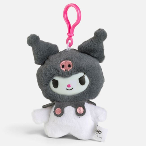 Articole pentru petreceri - Figurină Kuromi din Pluș Gri cu Clemă, 18 cm
