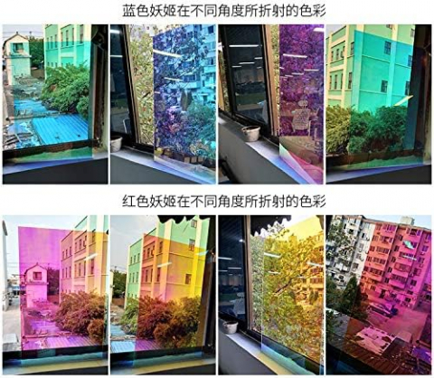 Folie Autoadeziva Pentru Geam Cu Protectie Solara UV, Blue Neon, Model Cameleon Holografic Albastru, Calitate Premium, Dimensiune 200 x 60 cm CBD CORAL BEST DEALS [8]