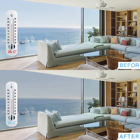 Folie Autoadeziva Pentru Geam cu Protectie Solara UV si Efect de Oglinda, Albastru, Calitate Premium, Dimensiune 200 x 60 cm CBD CORAL BEST DEALS [16]
