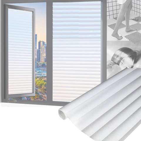 Folie decorativă pentru geam cu efect privacy 200 x 60 cm, model Imitatie Jaluzele